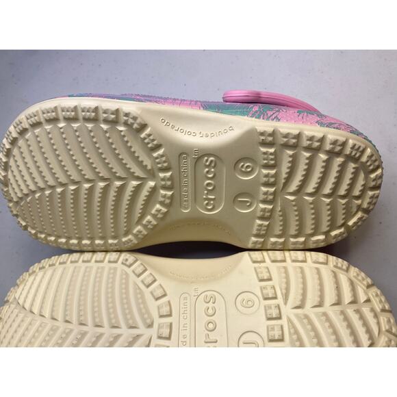 Crocs Classic Spring Break Clog Tropical Pink Teal Kids Youth Size J 6 Womens 8 - Picture 12 of 15